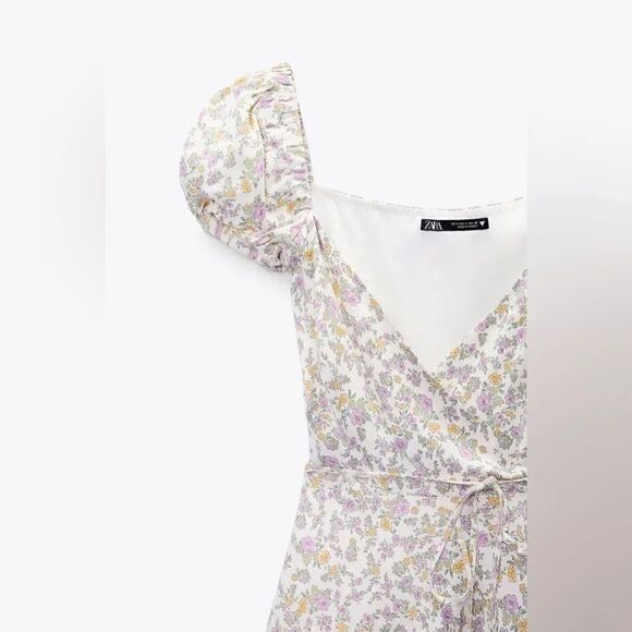 ZARA SATIN EFFECT PRINT DRESS - Picture 13 of 15